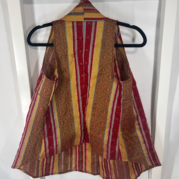Made in Italy bohemian Striped Multicolor Vest by Naracamicie boho unique medium - Picture 3 of 4